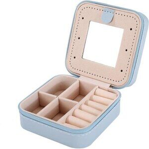Travel Jewelry Case for Women Small  Jewelry Organizer Box Light Blue